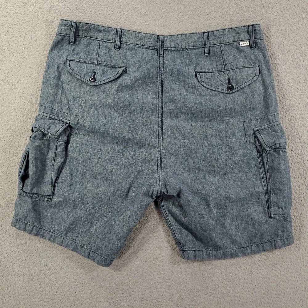 Levis Linen Cargo Shorts Mens Size 40 Blue Comfort Breathable